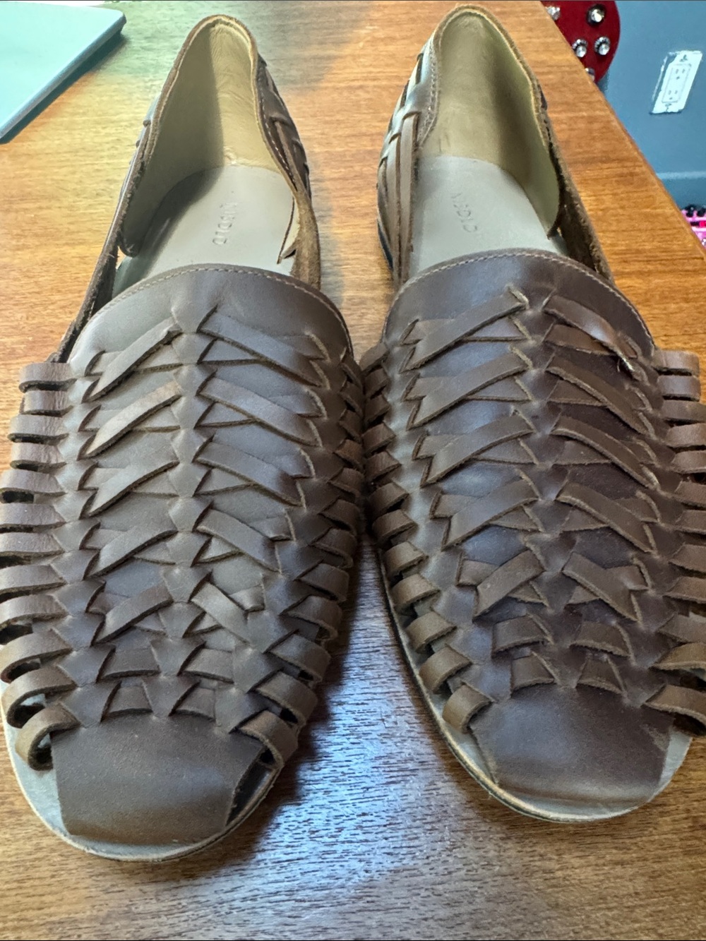 Nisolo Brown Woven Leather Men’s Slip-On Sandals